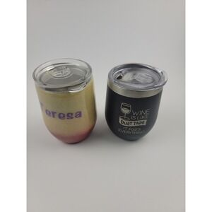 Personalized Stemless Wine Tumbler Set "Teresa" "Wine is Like Duct Tape"